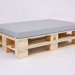 Paletten-Sitzinsel mit Kissen, Kunstleder, grau